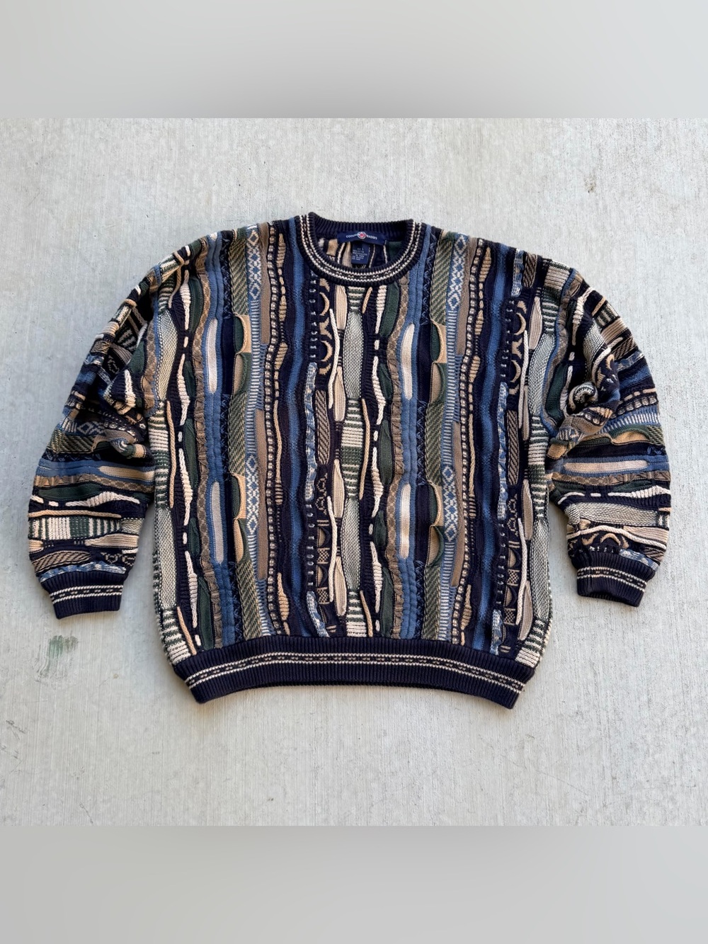 Vintage Cotton Traders 3D Knit Sweater Bill Cosby Coogi Style 90s